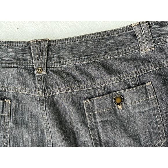 Vintage Y2K Black Denim Fluted Skirt Fringe ShabbyChic Retro StreetStyle Modest - Picture 8 of 10